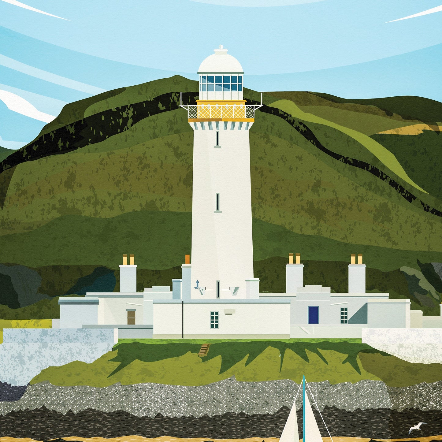 Lismore Lighthouse Travel Poster - Firth of Lorne - Lighthouses of Scotland - Poster - Oban - Mull - Inner Hebrides - Eilean Musdile -