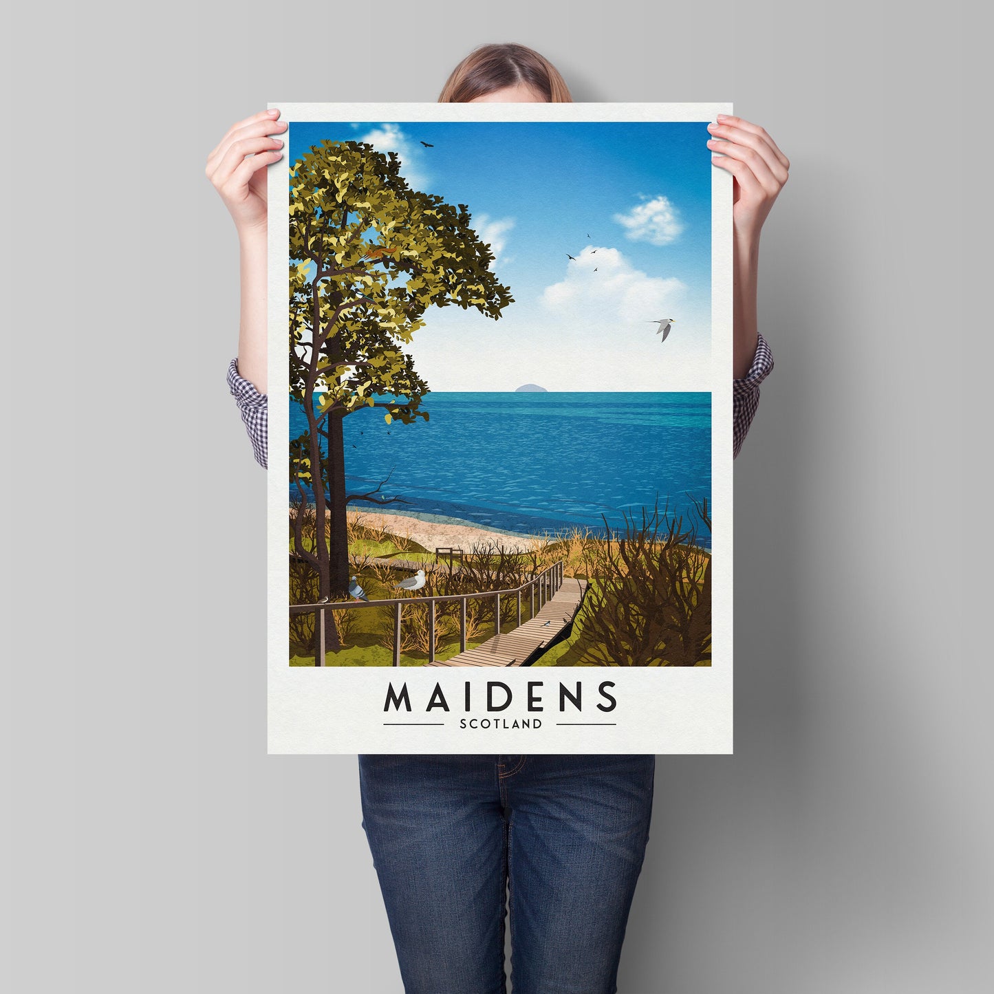 Maidens Print - Travel Poster - Ayrshire Wall Art - Firth of Clyde - Maidenhead Bay