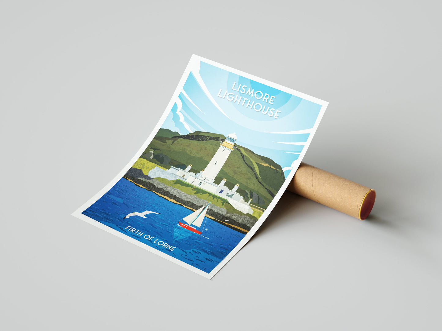 Lismore Lighthouse Travel Poster - Firth of Lorne - Lighthouses of Scotland - Poster - Oban - Mull - Inner Hebrides - Eilean Musdile -