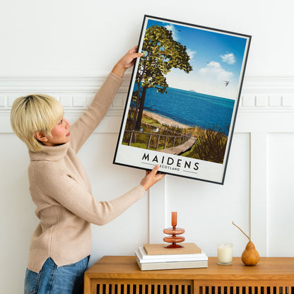 Maidens Print - Travel Poster - Ayrshire Wall Art - Firth of Clyde - Maidenhead Bay