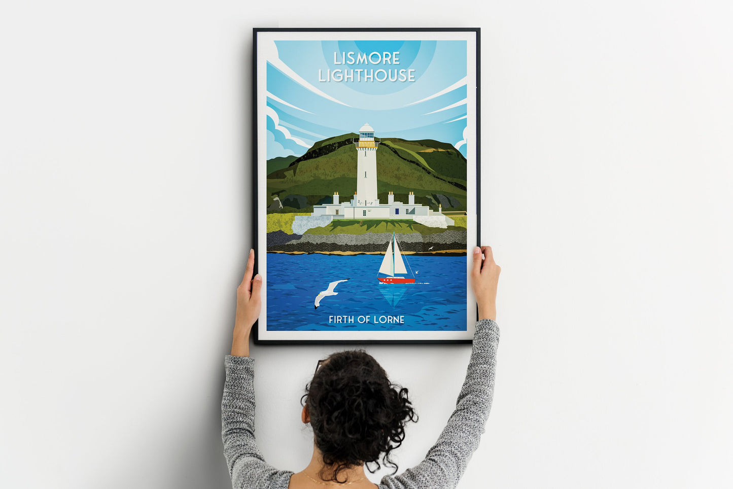 Lismore Lighthouse Travel Poster - Firth of Lorne - Lighthouses of Scotland - Poster - Oban - Mull - Inner Hebrides - Eilean Musdile -