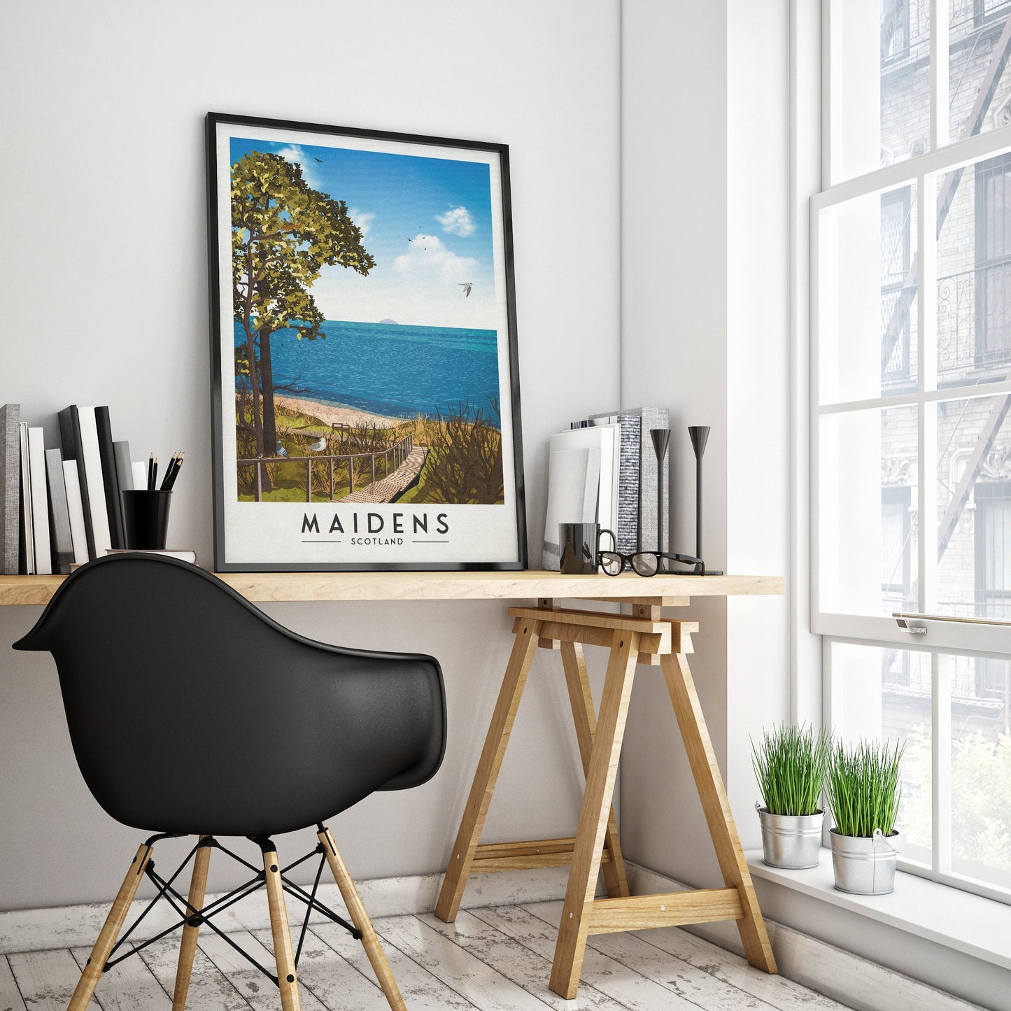 Maidens Print - Travel Poster - Ayrshire Wall Art - Firth of Clyde - Maidenhead Bay