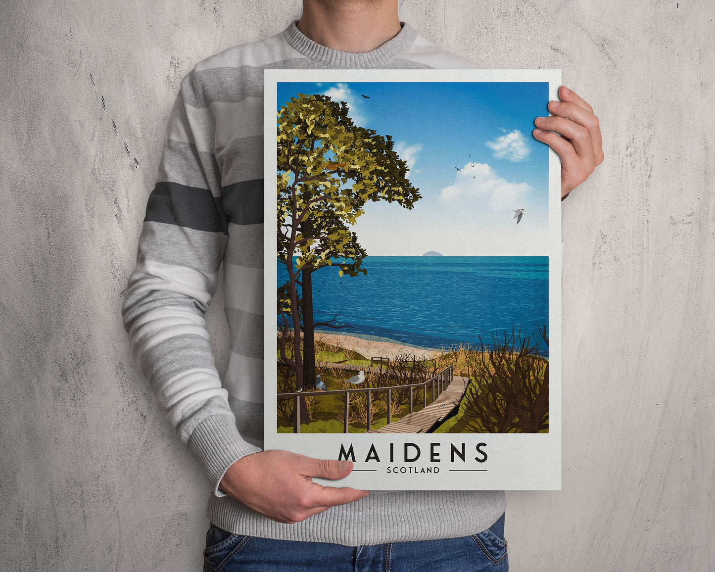 Maidens Print - Travel Poster - Ayrshire Wall Art - Firth of Clyde - Maidenhead Bay