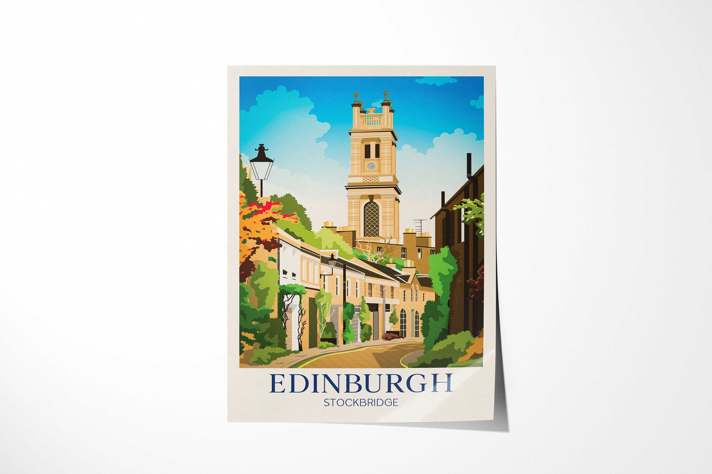 Edinburgh Travel Poster, Circus Lane, Stockbridge, Scotland, Edinburgh Wall Art