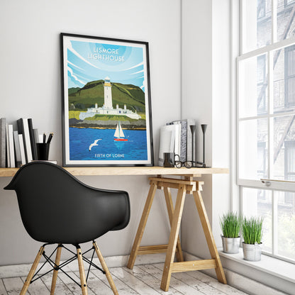 Lismore Lighthouse Travel Poster - Firth of Lorne - Lighthouses of Scotland - Poster - Oban - Mull - Inner Hebrides - Eilean Musdile -