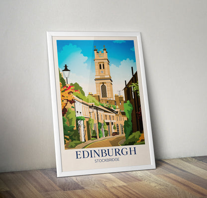 Edinburgh Travel Poster, Circus Lane, Stockbridge, Scotland, Edinburgh Wall Art