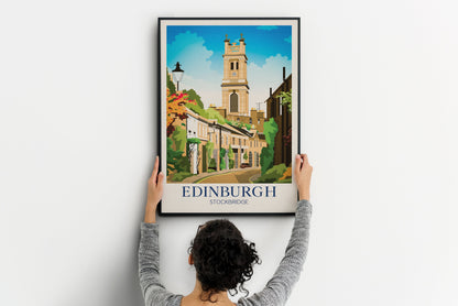 Edinburgh Travel Poster, Circus Lane, Stockbridge, Scotland, Edinburgh Wall Art