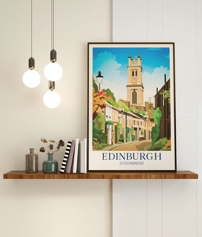 Edinburgh Travel Poster, Circus Lane, Stockbridge, Scotland, Edinburgh Wall Art