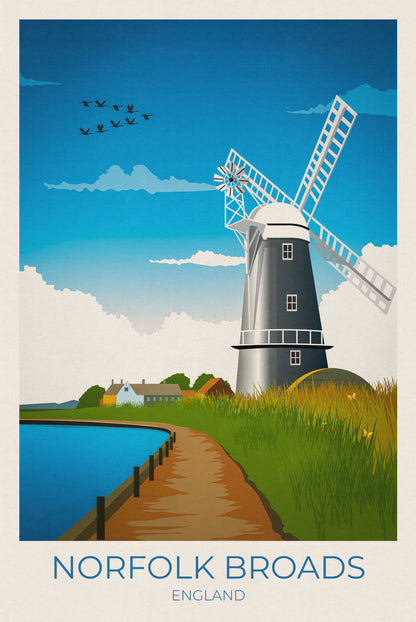 Norfolk Broads Travel Poster