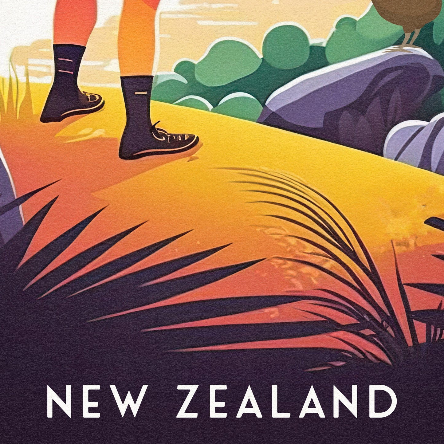 New Zealand Print - Kiwi Bird - Travel Poster - New Zealand Travel Print - New Zealand Gifts