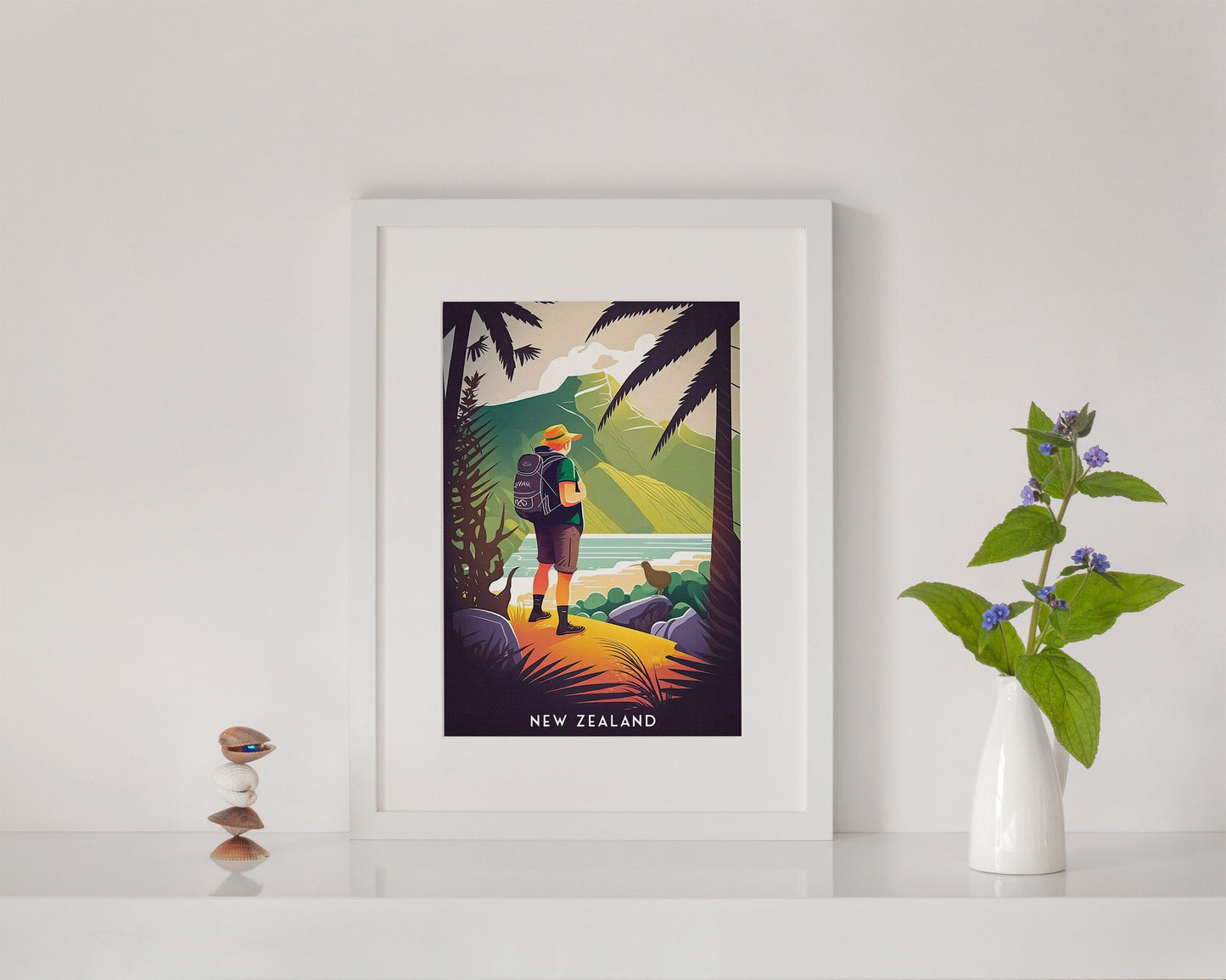 New Zealand Print - Kiwi Bird - Travel Poster - New Zealand Travel Print - New Zealand Gifts