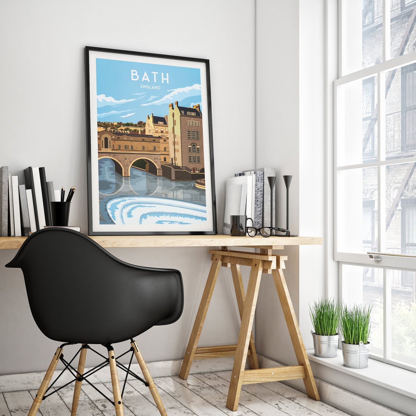 Bath Print - Pulteney Bridge Travel Poster - River Avon - Somerset - Art print A3, A2, A1