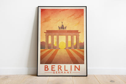 Berlin Poster / Germany Travel Print / Travel Poster / Brandenburg Gate / German Gifts/ Vintage Germany / Retro