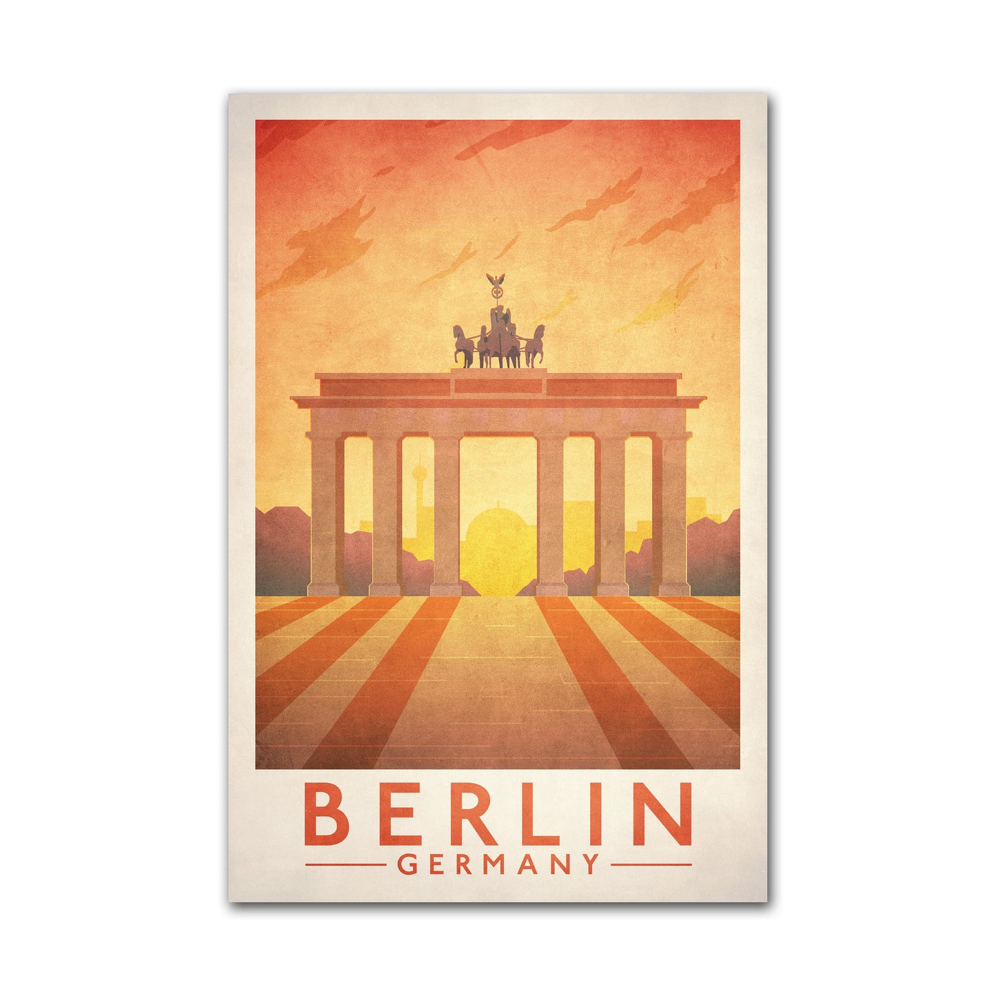 Berlin Poster / Germany Travel Print / Travel Poster / Brandenburg Gate / German Gifts/ Vintage Germany / Retro