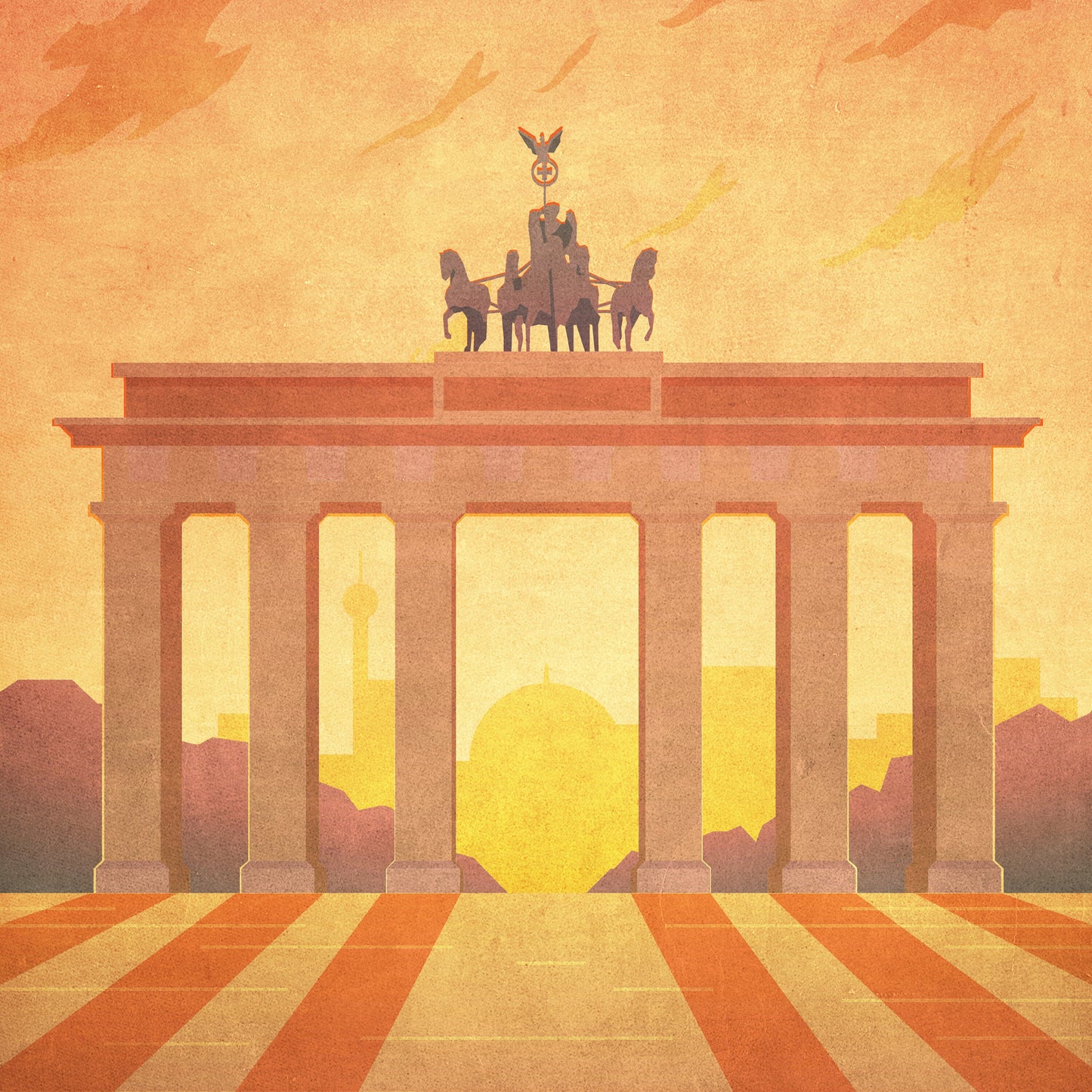 Berlin Poster / Germany Travel Print / Travel Poster / Brandenburg Gate / German Gifts/ Vintage Germany / Retro