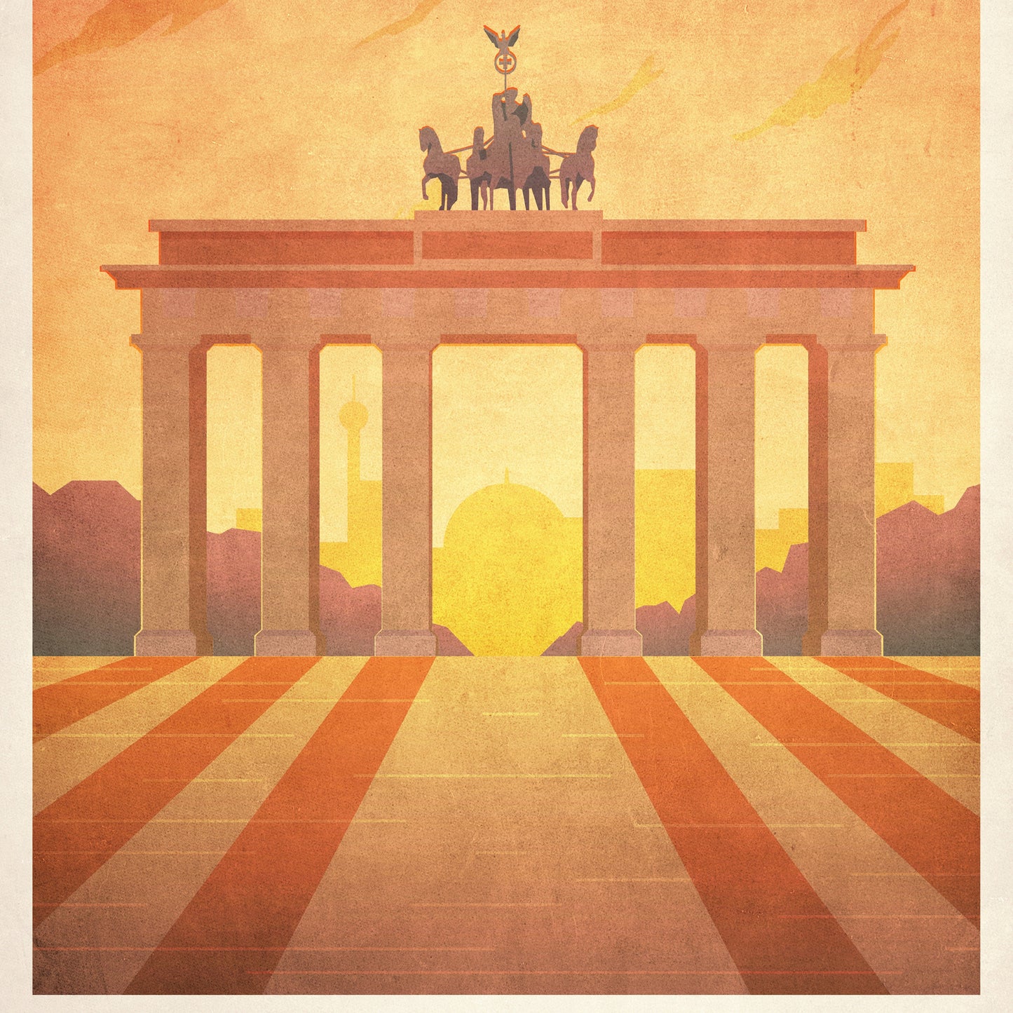 Berlin Poster / Germany Travel Print / Travel Poster / Brandenburg Gate / German Gifts/ Vintage Germany / Retro