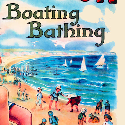 Bridlington Travel Poster - Bathing, Boating, Golfing & Fishing - Retro Seaside Print