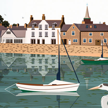 Stonehaven Harbour Print - Heron -Aberdeenshire Travel Poster