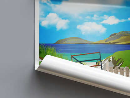 Vatersay Travel Poster, Traigh a Bhaigh, Vatersay Beach, Isle of Barra