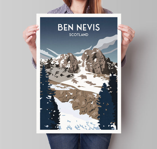 Ben Nevis Print - Lochaber - Fort William - National Park Poster - Hillwalking, Mountains, West Highland Way, Scotland,Three Peaks Challenge