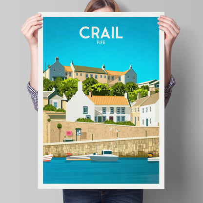 Crail Print - Crail Harbour Travel Poster - Historic Village - Fife Print - Scottish Wall Art - Historical Scottish Town - East Neuk