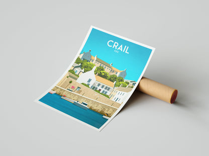 Crail Print - Crail Harbour Travel Poster - Historic Village - Fife Print - Scottish Wall Art - Historical Scottish Town - East Neuk