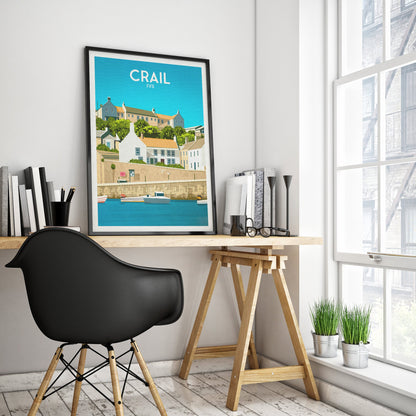 Crail Print - Crail Harbour Travel Poster - Historic Village - Fife Print - Scottish Wall Art - Historical Scottish Town - East Neuk