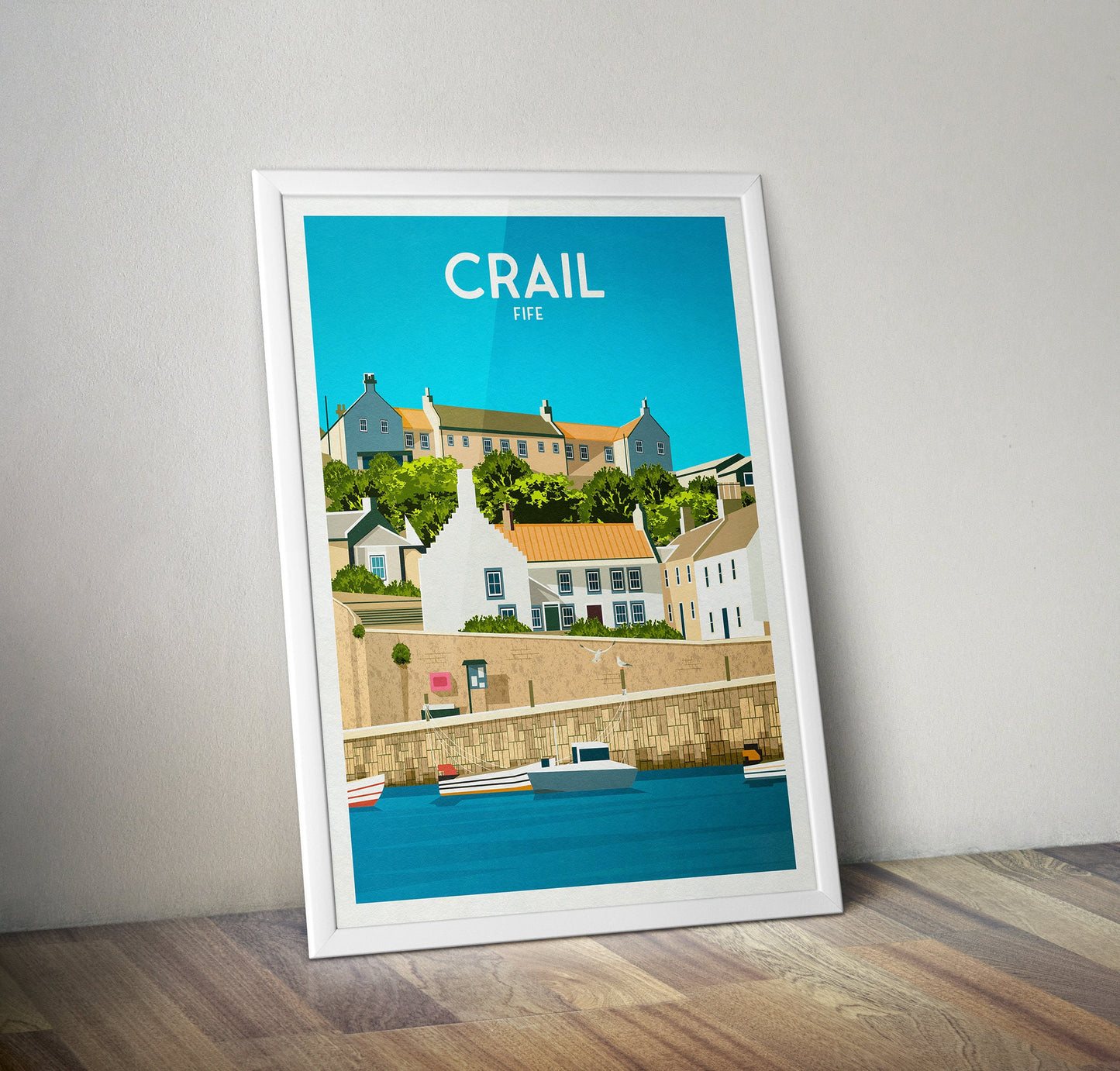 Crail Print - Crail Harbour Travel Poster - Historic Village - Fife Print - Scottish Wall Art - Historical Scottish Town - East Neuk