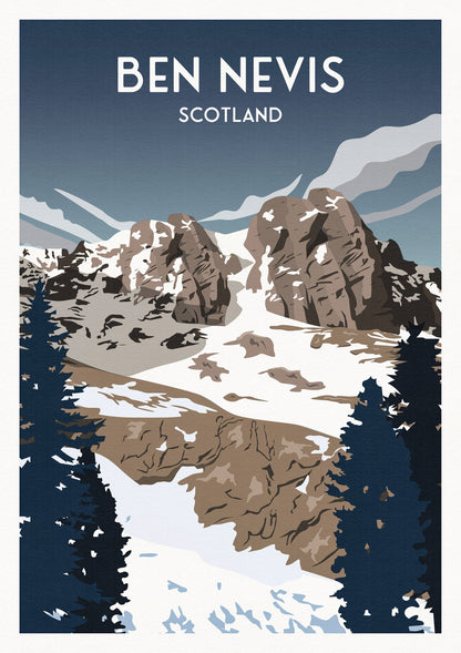 Ben Nevis Print - Lochaber - Fort William - National Park Poster - Hillwalking, Mountains, West Highland Way, Scotland,Three Peaks Challenge