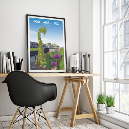 Fort Augustus Travel Poster | Loch Ness Monster | Scottish Highlands | Great Glen Way | Caledonian Canal