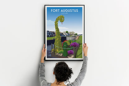 Fort Augustus Travel Poster | Loch Ness Monster | Scottish Highlands | Great Glen Way | Caledonian Canal