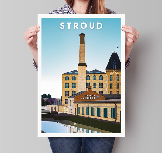 Stroud Print - Ebley Mill - Cotswold Canals - England Travel Poster - Gloucestershire Wall Art - Home Decor - Travel Gift