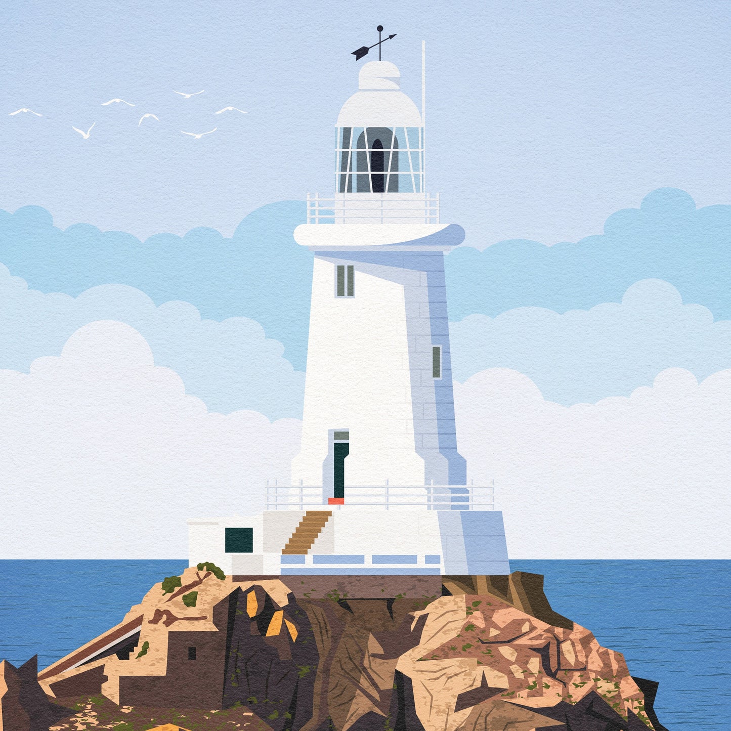 La Corbière Lighthouse Print - Jersey - St. Brélade - Travel Poster