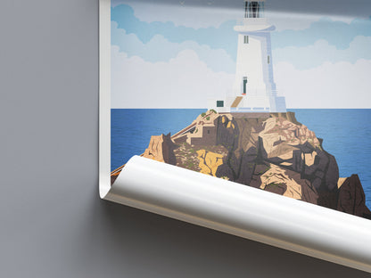 La Corbière Lighthouse Print - Jersey - St. Brélade - Travel Poster