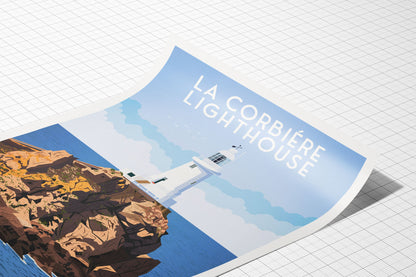 La Corbière Lighthouse Print - Jersey - St. Brélade - Travel Poster