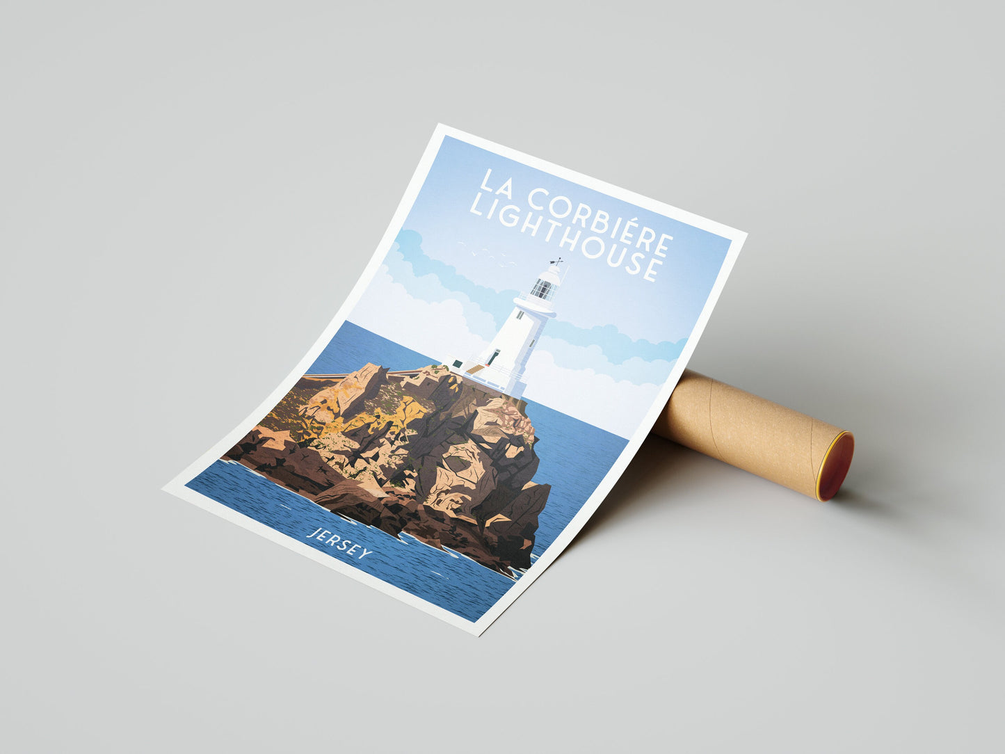 La Corbière Lighthouse Print - Jersey - St. Brélade - Travel Poster