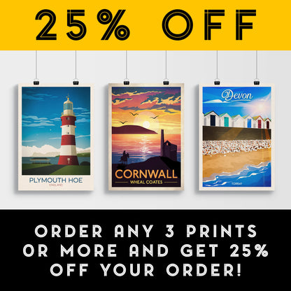 Cornwall Print | Poldark Travel Poster | Wheal Coates | St Just | Cornish Coast | Poster Wall Art | Wall Art | vintage Cornwall Engine house