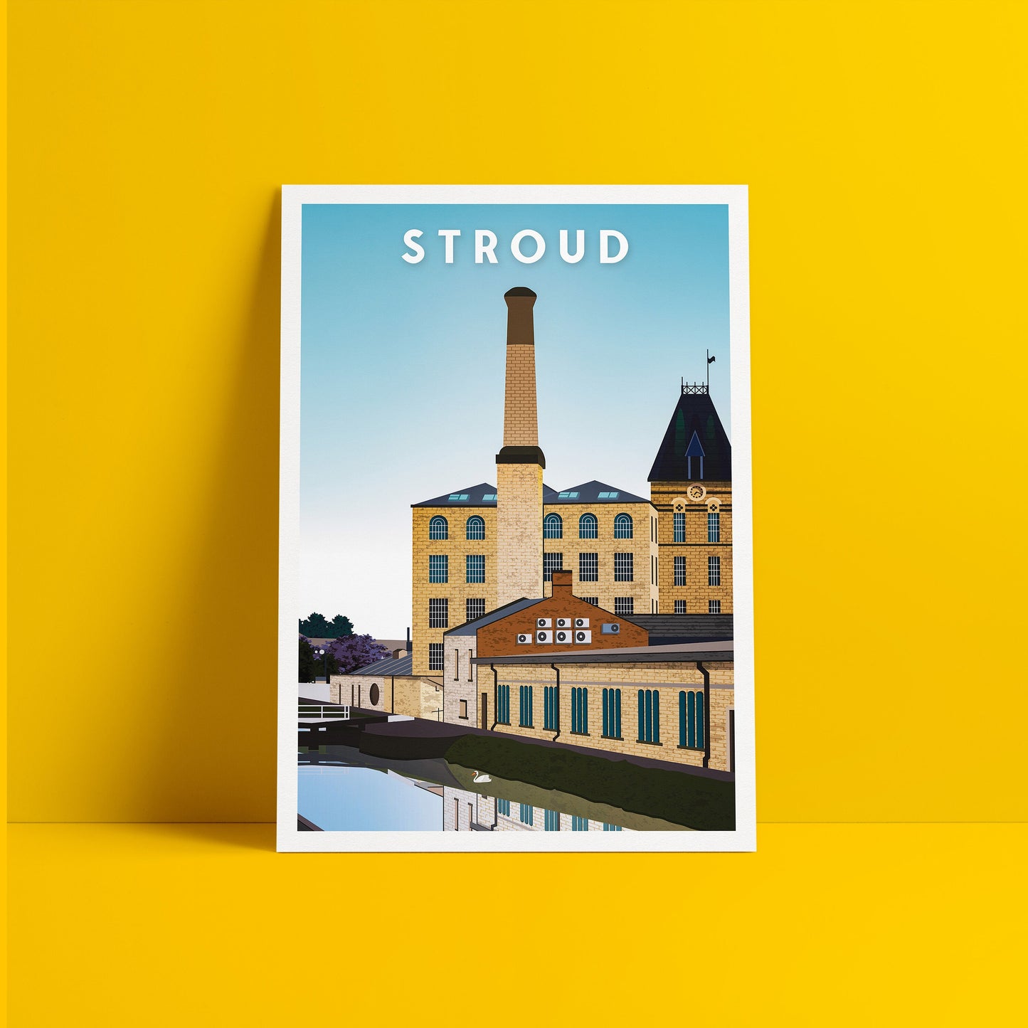 Stroud Print - Ebley Mill - Cotswold Canals - England Travel Poster - Gloucestershire Wall Art - Home Decor - Travel Gift