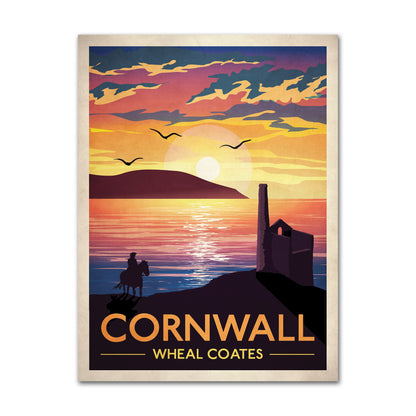 Cornwall Print | Poldark Travel Poster | Wheal Coates | St Just | Cornish Coast | Poster Wall Art | Wall Art | vintage Cornwall Engine house