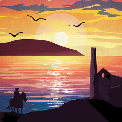 Cornwall Print | Poldark Travel Poster | Wheal Coates | St Just | Cornish Coast | Poster Wall Art | Wall Art | vintage Cornwall Engine house