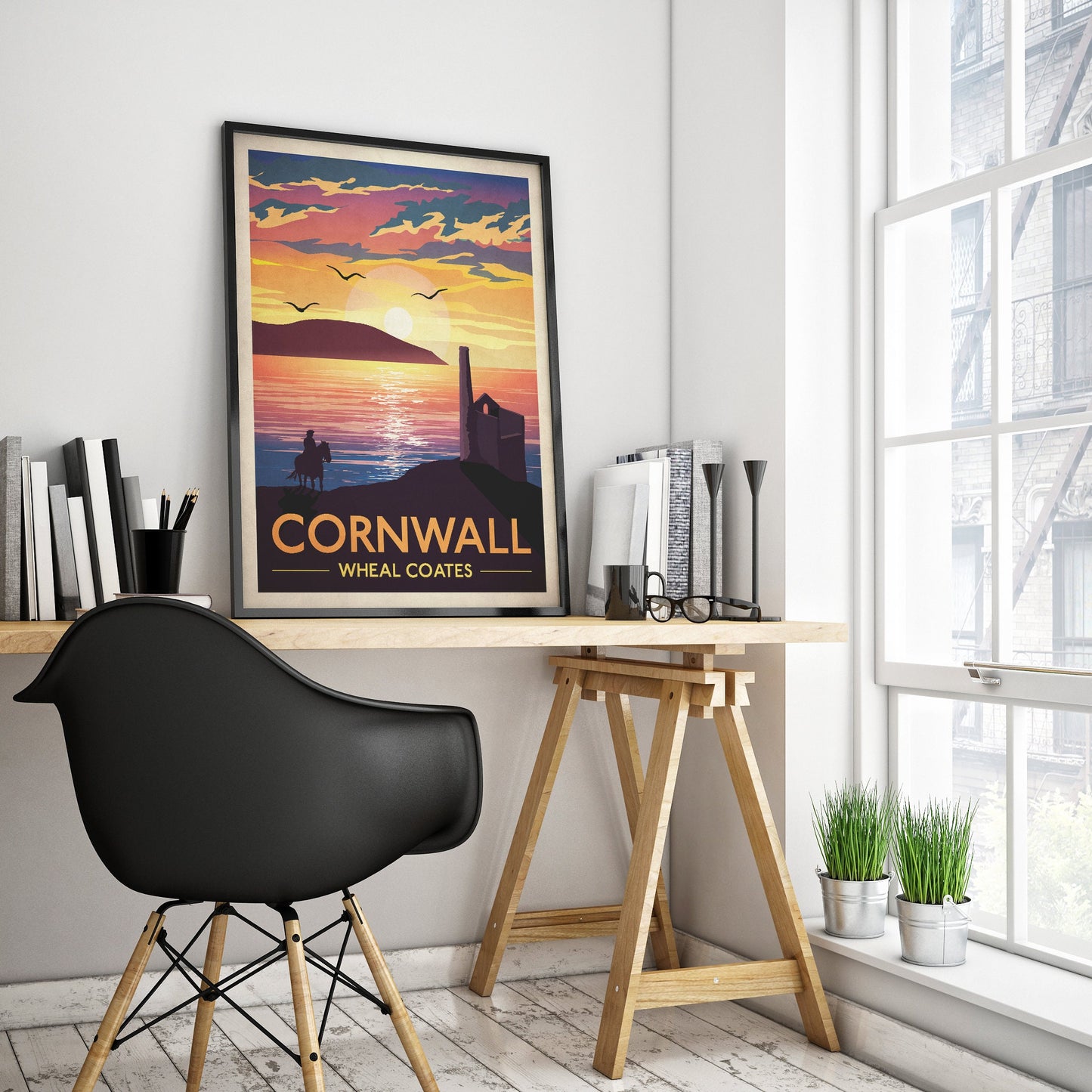 Cornwall Print | Poldark Travel Poster | Wheal Coates | St Just | Cornish Coast | Poster Wall Art | Wall Art | vintage Cornwall Engine house