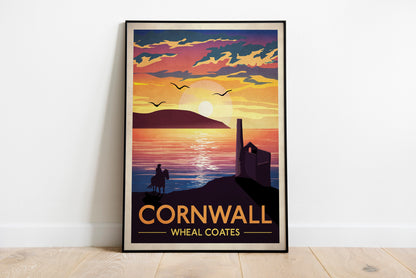 Cornwall Print | Poldark Travel Poster | Wheal Coates | St Just | Cornish Coast | Poster Wall Art | Wall Art | vintage Cornwall Engine house