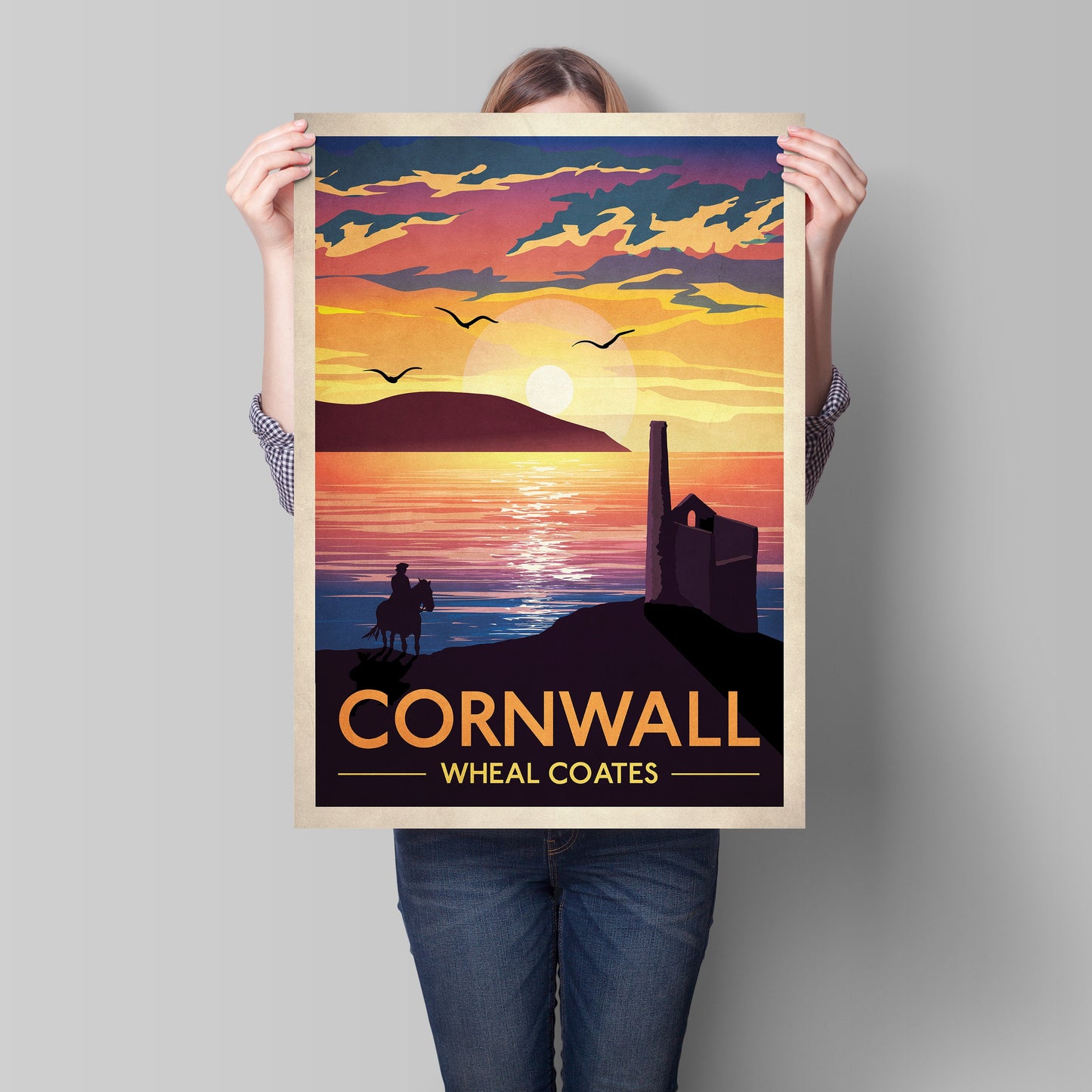 Cornwall Print | Poldark Travel Poster | Wheal Coates | St Just | Cornish Coast | Poster Wall Art | Wall Art | vintage Cornwall Engine house