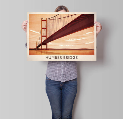 Humber Bridge Print, Vintage Travel Poster, Humber gift, Housewarming Gift , Modern Wall Art Travel Decor, kingston upon Hull