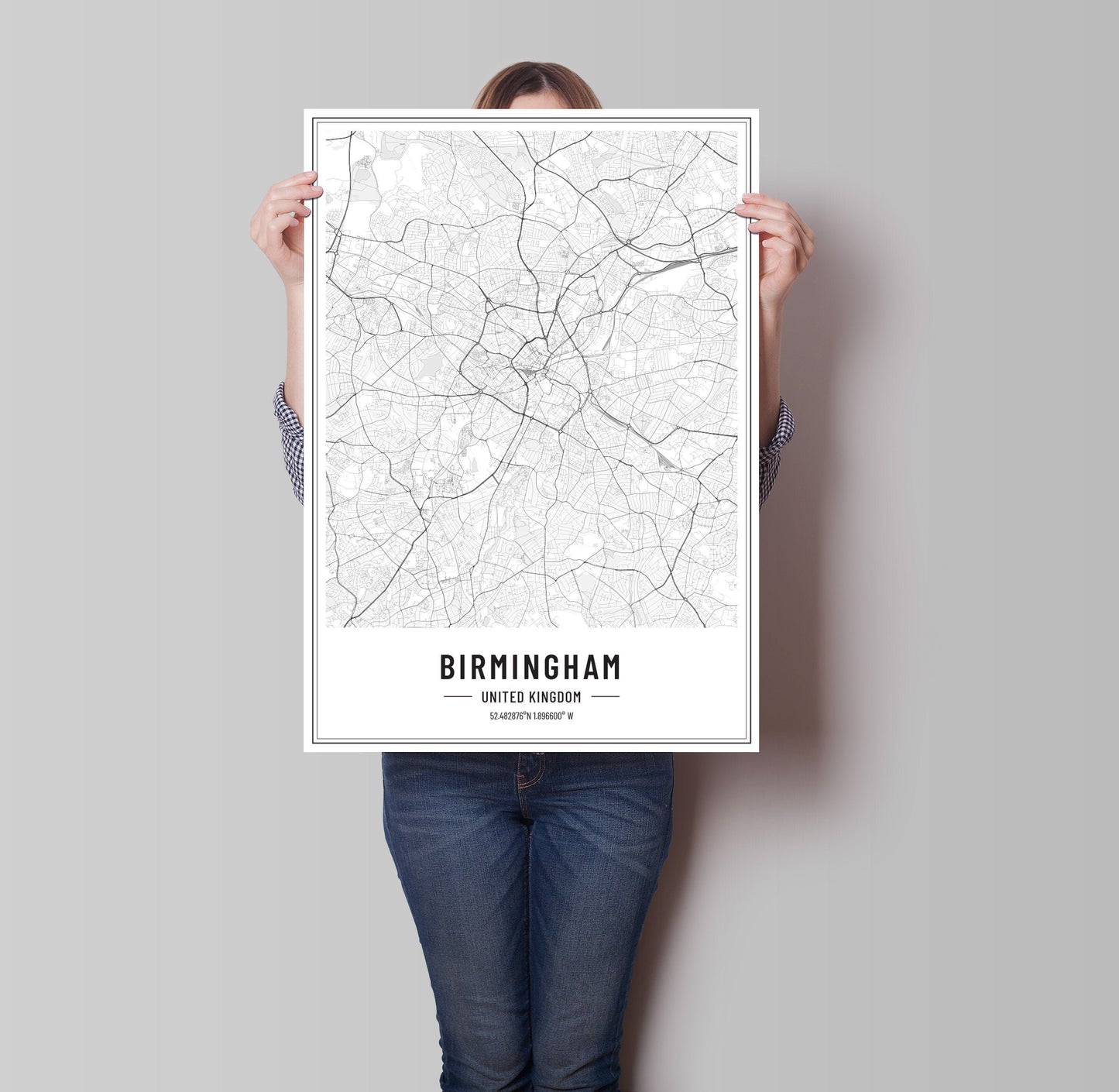 Birmingham Map Art Print - Vintage / Retro / Minimal - Birmingham Poster,Birmingham Art,Modern Map Print, Map of Birmingham,free UK delivery