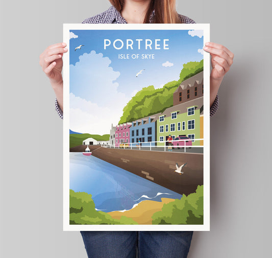 Portree Travel Poster, Isle of Skye Print - Scottish Wall Art