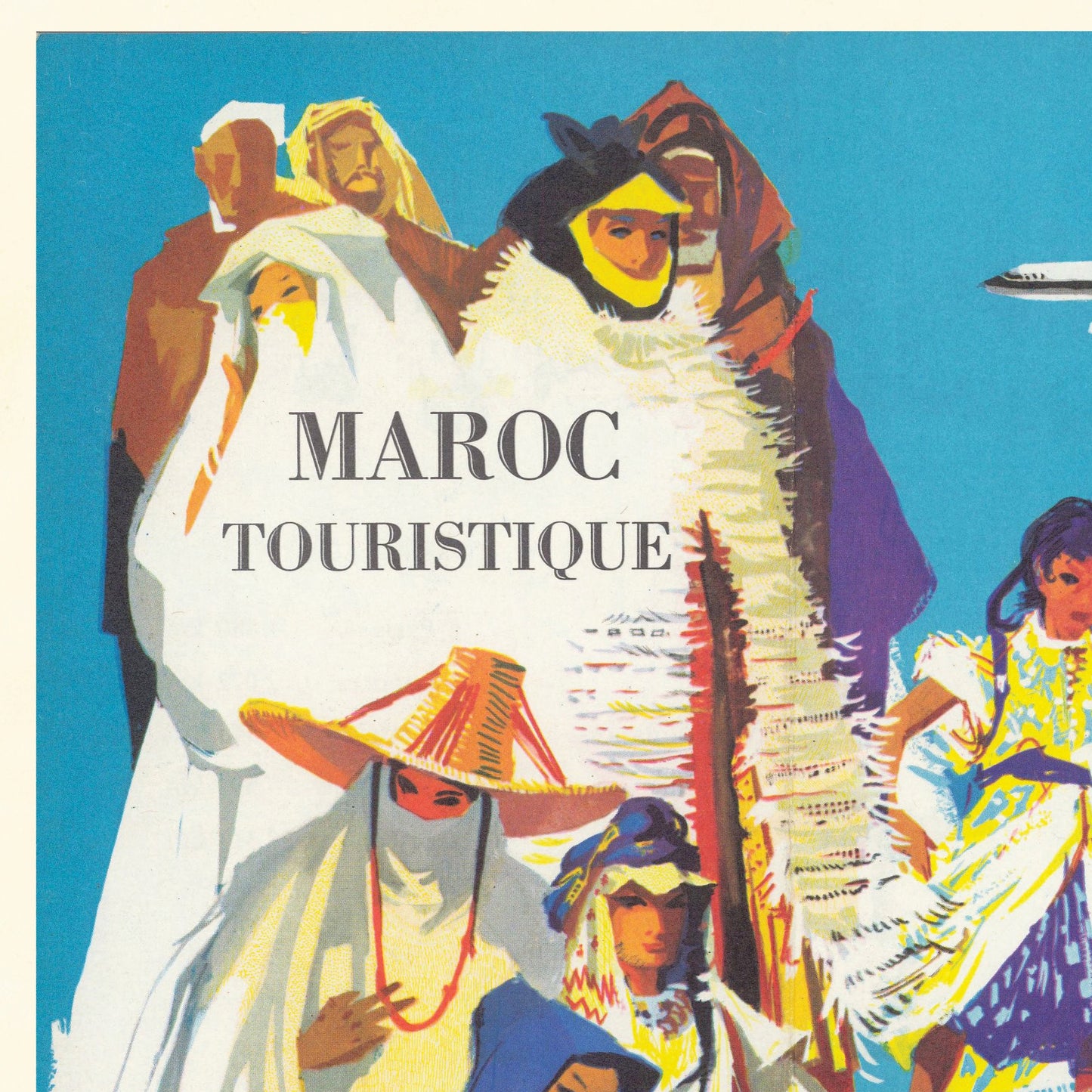 Morocco Map - Old Print of Maroc Touristique - Mattakech - Agadir - Essaouira  - Casablanca - Rabat - Kenitra - Meknes - Taza - Tanger