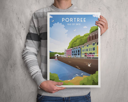 Portree Travel Poster, Isle of Skye Print - Scottish Wall Art