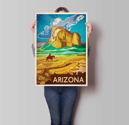 Arizona Travel Poster, retro Arizona print, American Travel Poster, Vintage looking,  Cowboy Art Print