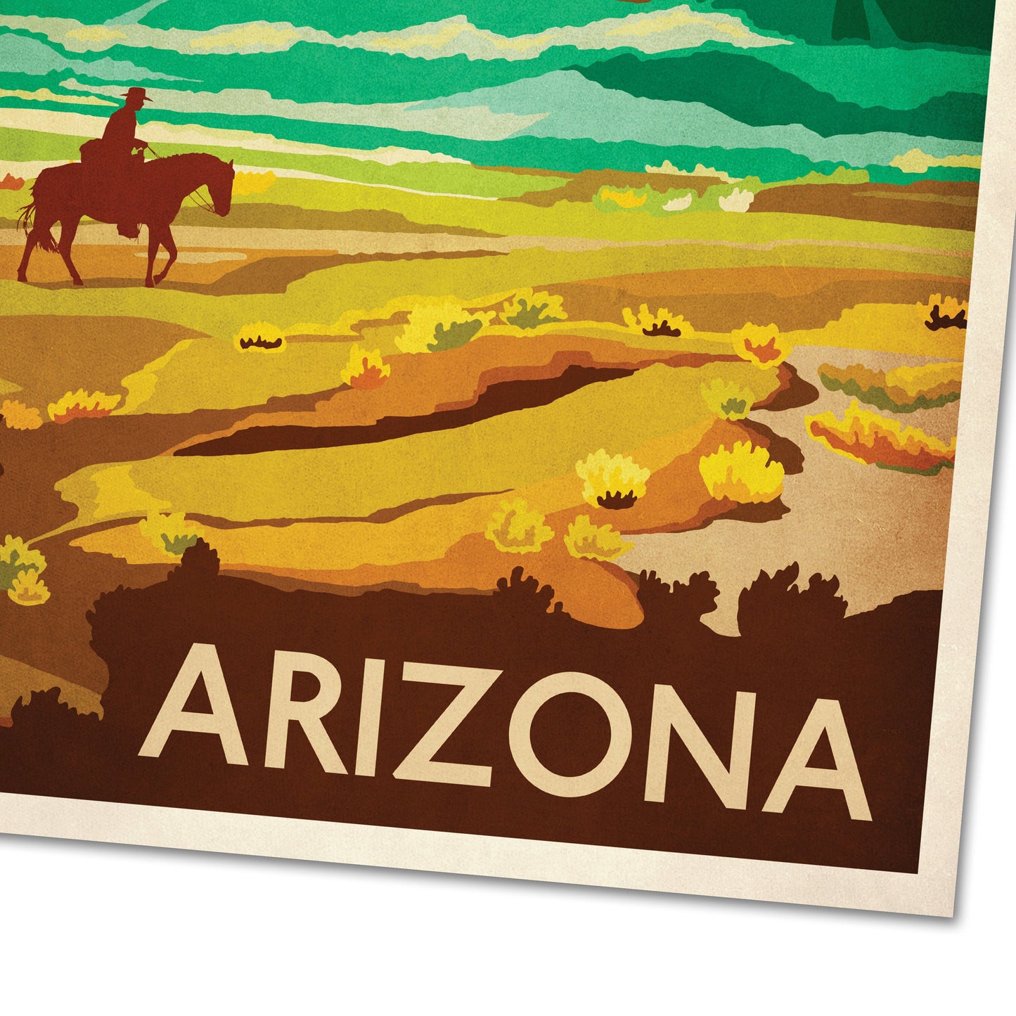 Arizona Travel Poster, retro Arizona print, American Travel Poster, Vintage looking,  Cowboy Art Print